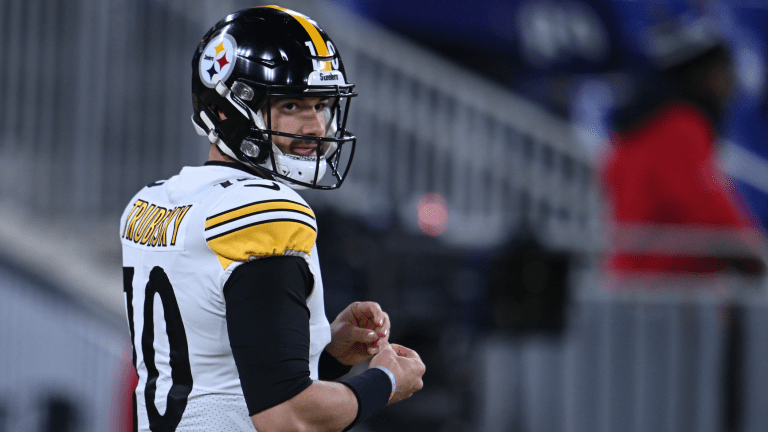 Steelers QB Mitch Trubisky catches a stray during rant about