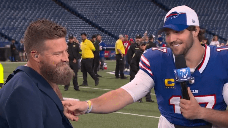 Bills' Josh Allen goes viral with hilarious postgame act -