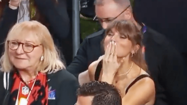 Taylor Swift was loving Travis Kelce's hilarious postgame speech