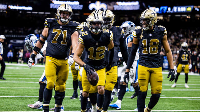 Saints will wear color rush uniforms gold helmets vs. Rams in