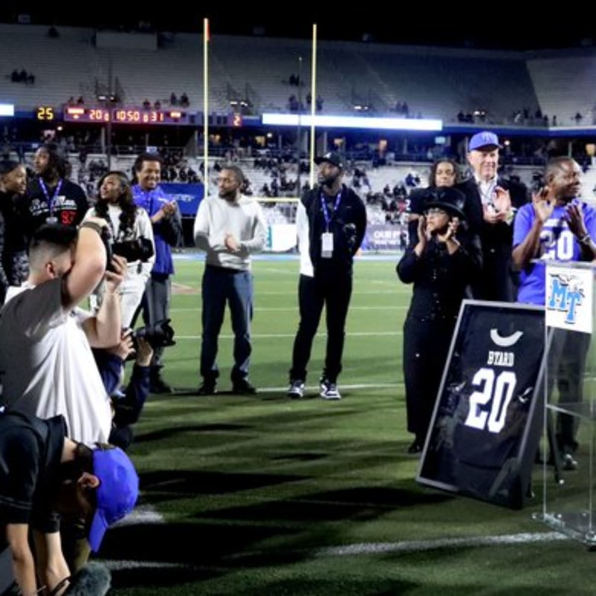 Titans' Byard honored with jersey retirement at MTSU