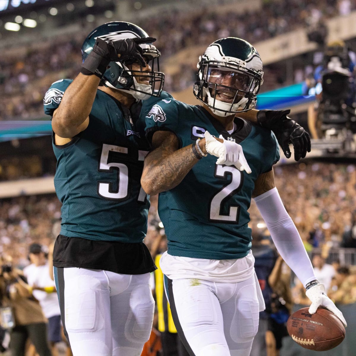 Philadelphia Eagles' Darius Slay looks on during practice at NFL