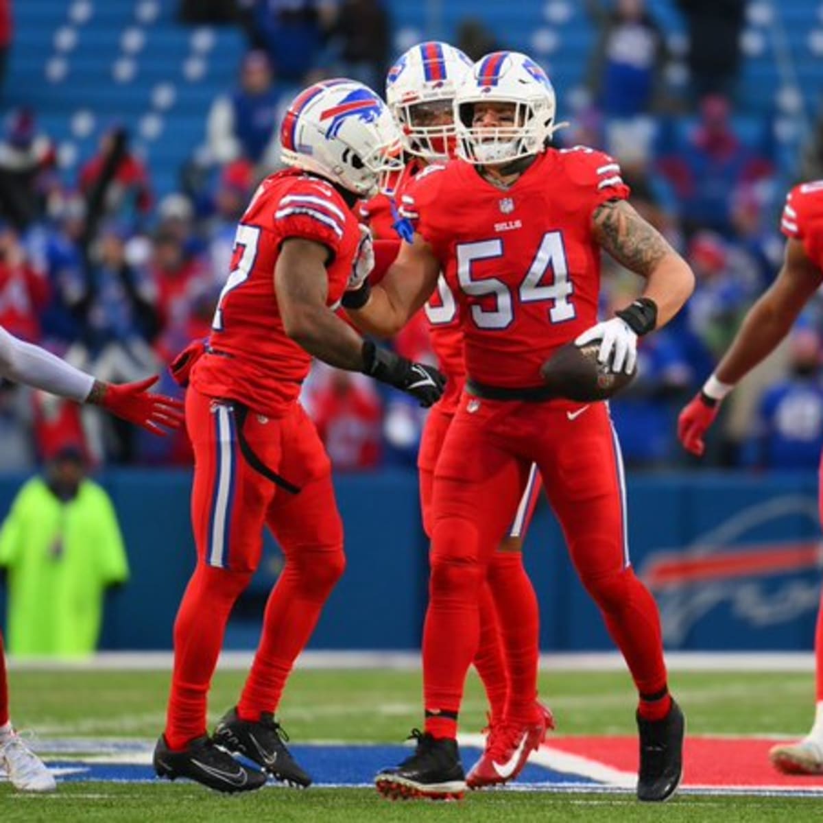 Buffalo Bills linebacker A.J. Klein (52) on the side line during the second  half of an NFL football game against the New England Patriots, Thursday,  Dec. 1, 2022, in Foxborough, Mass. (AP