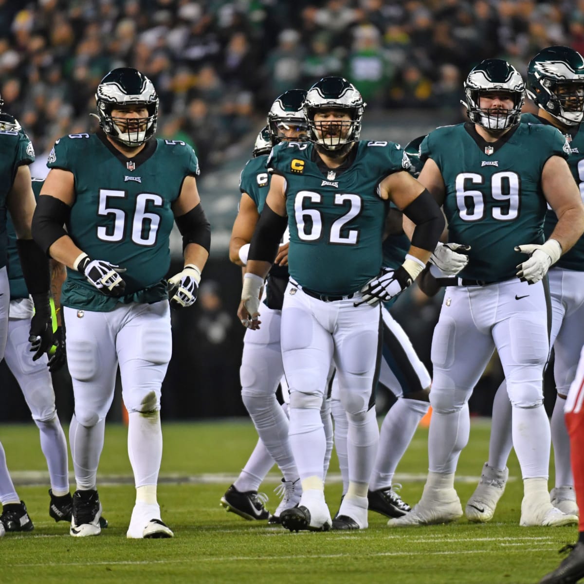 Philadelphia Eagles' Landon Dickerson plays during an NFL football