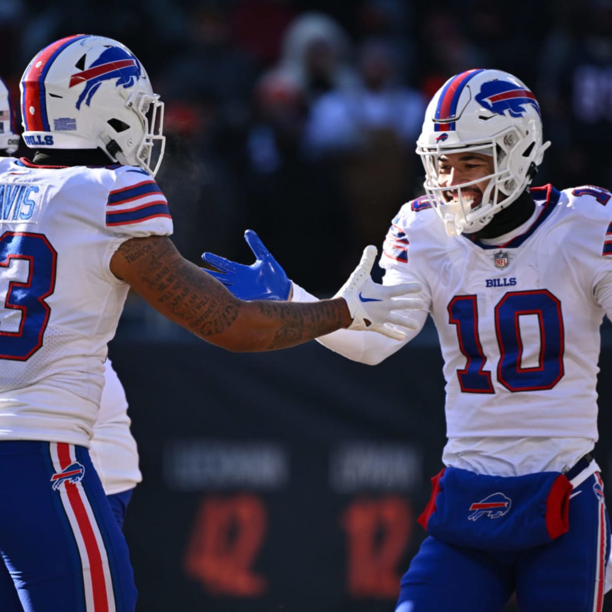 Buffalo Bills wide receiver Khalil Shakir (10) looks on during pre