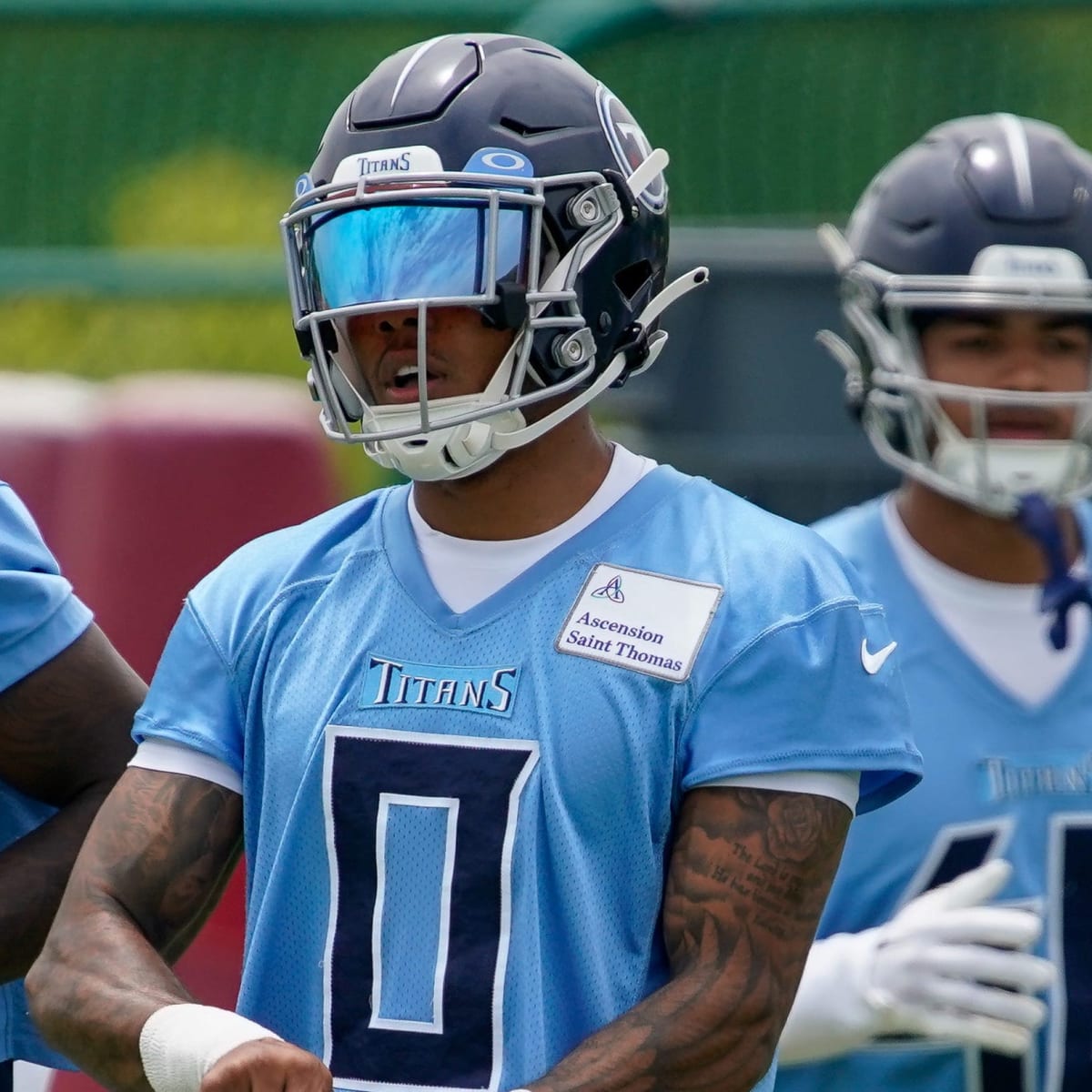 Tennessee Titans cornerback Sean Murphy-Bunting (0) makes a catch during  practice at the NFL football team's training facility Tuesday, June 6, 2023,  in Nashville, Tenn. (AP Photo/George Walker IV Stock Photo - Alamy