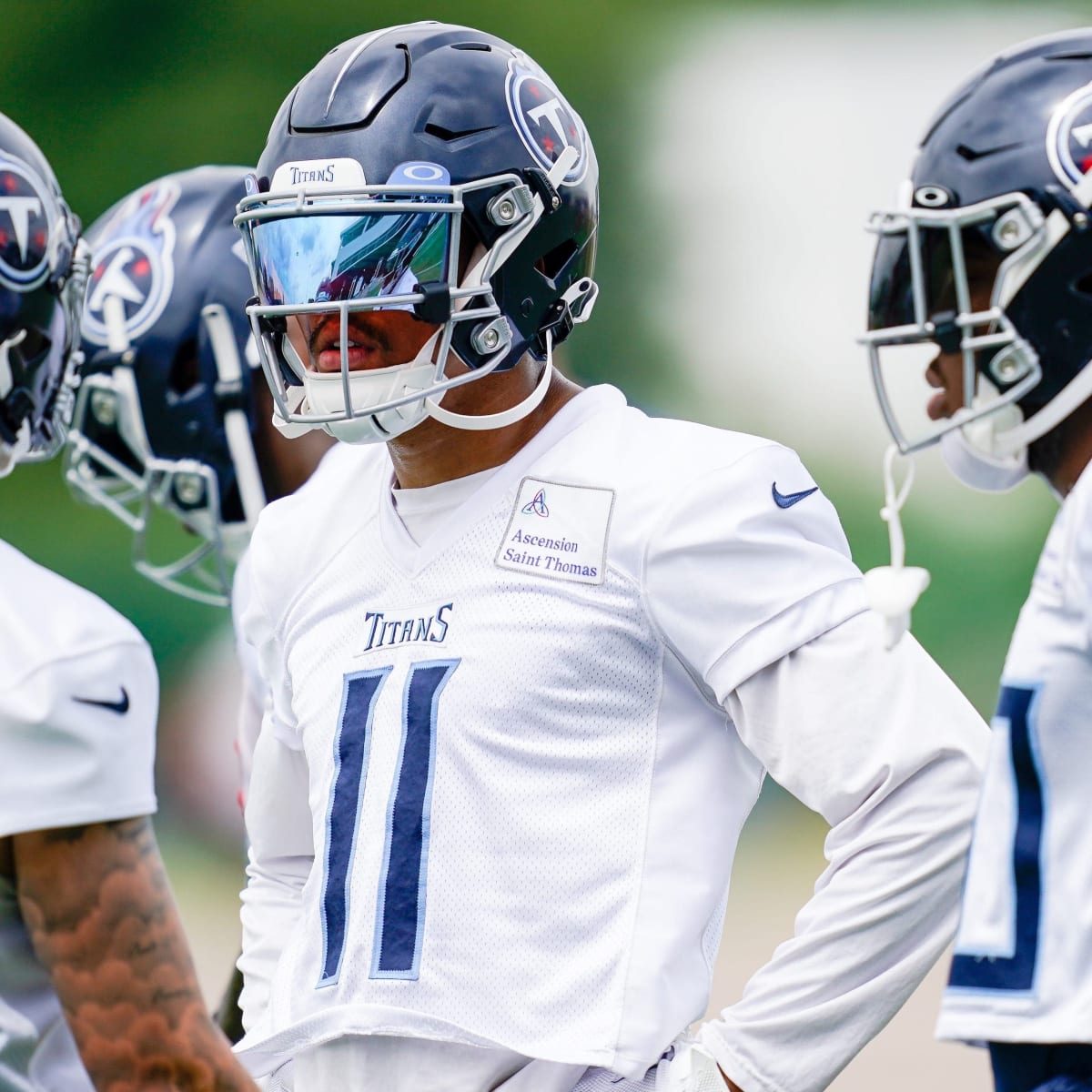 Tennessee Titans tight end Briley Moore takes a break at the NFL football  team's practice facility Tuesday, June 7, 2022, in Nashville, Tenn. (AP  Photo/Mark Humphrey Stock Photo - Alamy