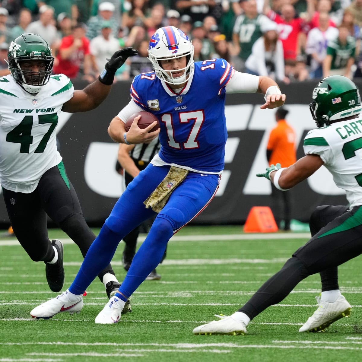 East Rutherford, New Jersey, USA. 6th Nov, 2022. Buffalo Bills quarterback  JOSH ALLEN (17) in action at MetLife Stadium in East Rutherford New Jersey  New York defeats Buffalo 20 to 17 (Credit