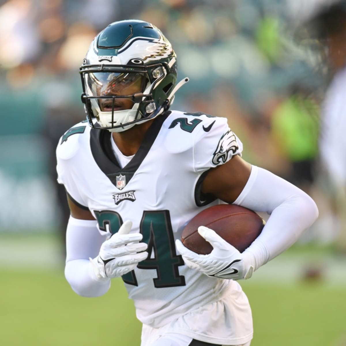 Philadelphia Eagles' James Bradberry reacts during an NFL