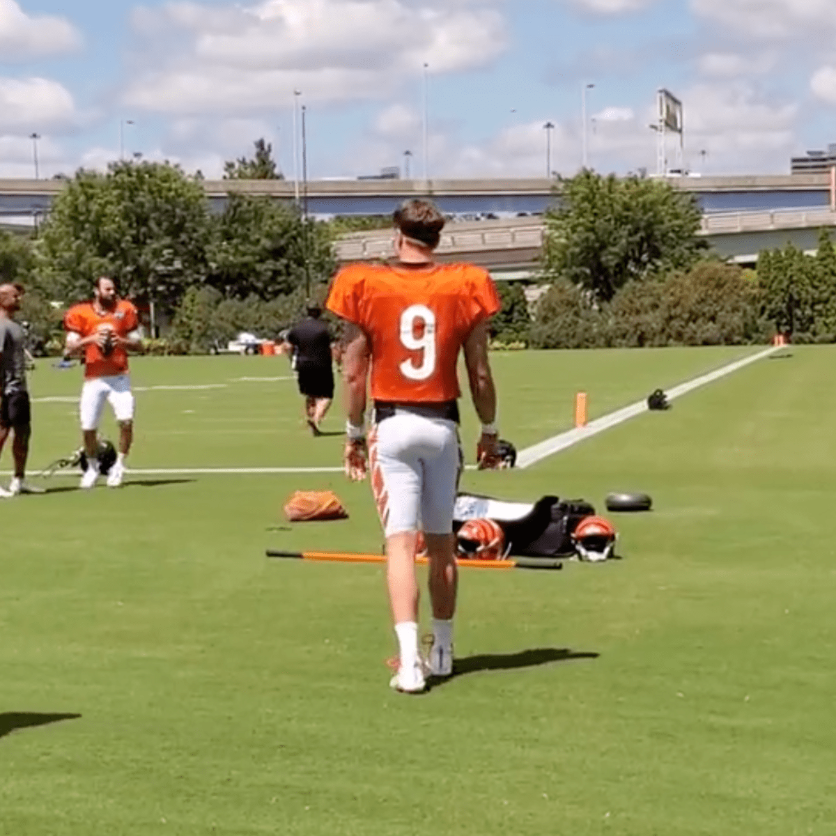 Bengals quarterback Joe Burrow back at practice for the first time since  July 27