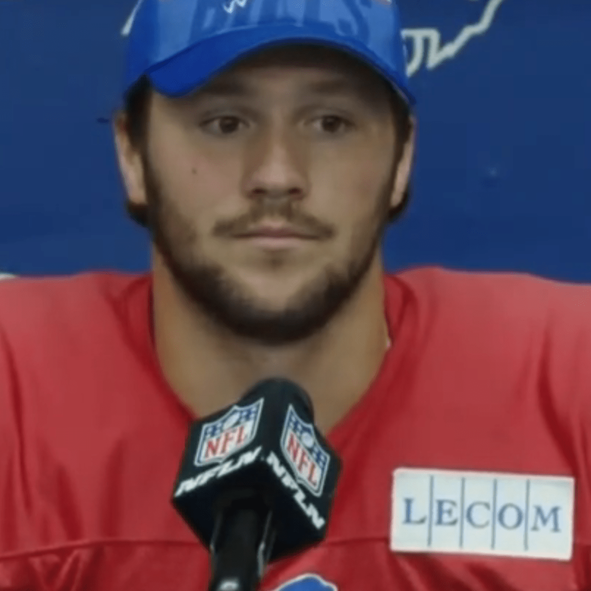 Josh Allen Sports Bold New Bills Helmet at Practice, Elicits