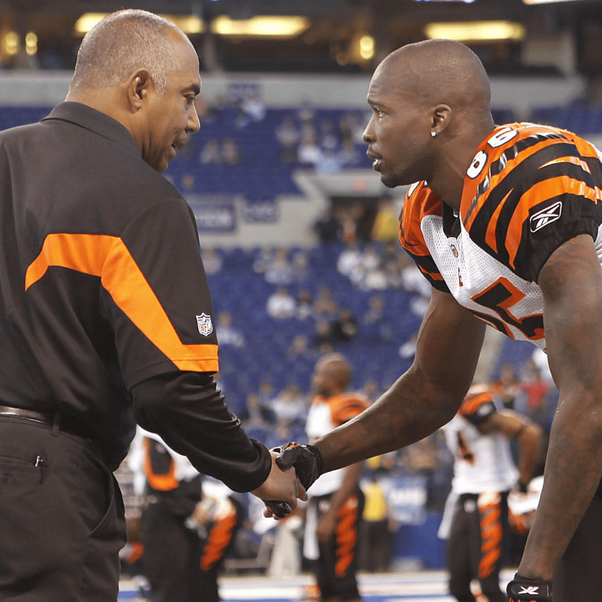 Cincinnati Bengals wide receiver Chad Ochocinco (85) puts his phone number  in a young fans phone during a time out at Bengals training camp at  Georgetown College in Georgetown Ky. (Credit Image: ©