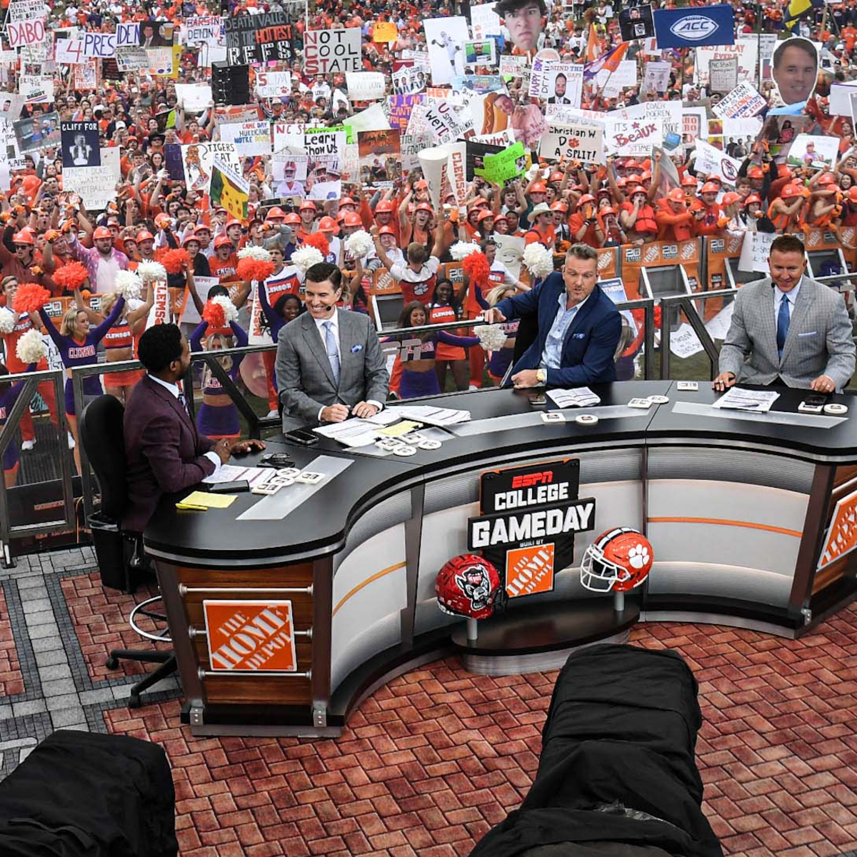 An overhead view of ESPN College GameDay during the ACC College