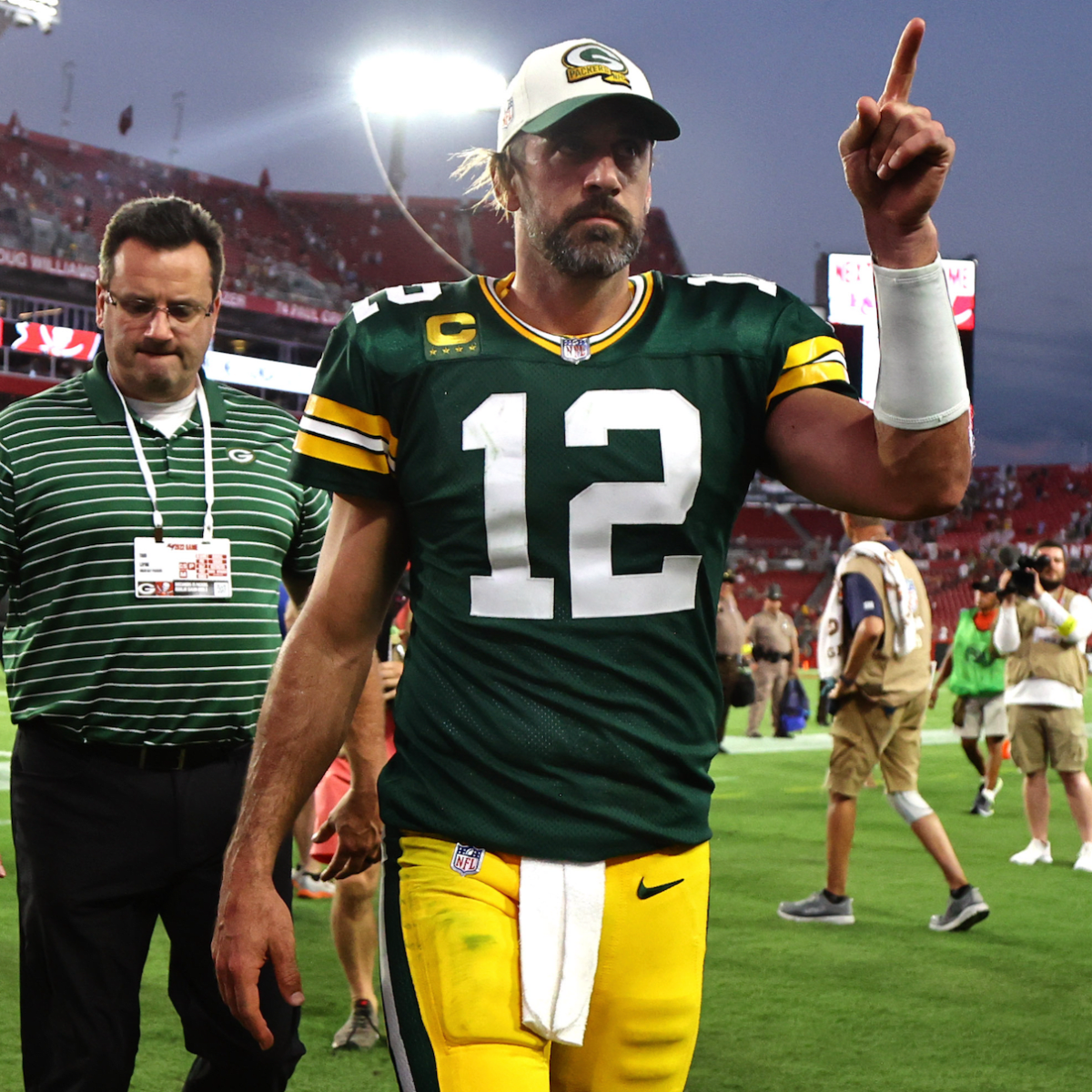 Aaron Rodgers Saw Something He Shouldn't Have on Bucs Jumbotron