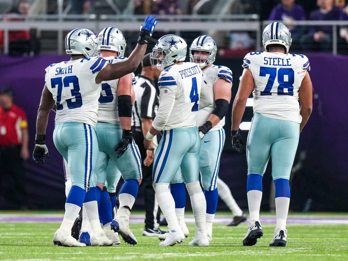 Dallas Cowboys offensive lineman Terence Steele (78) and Zack