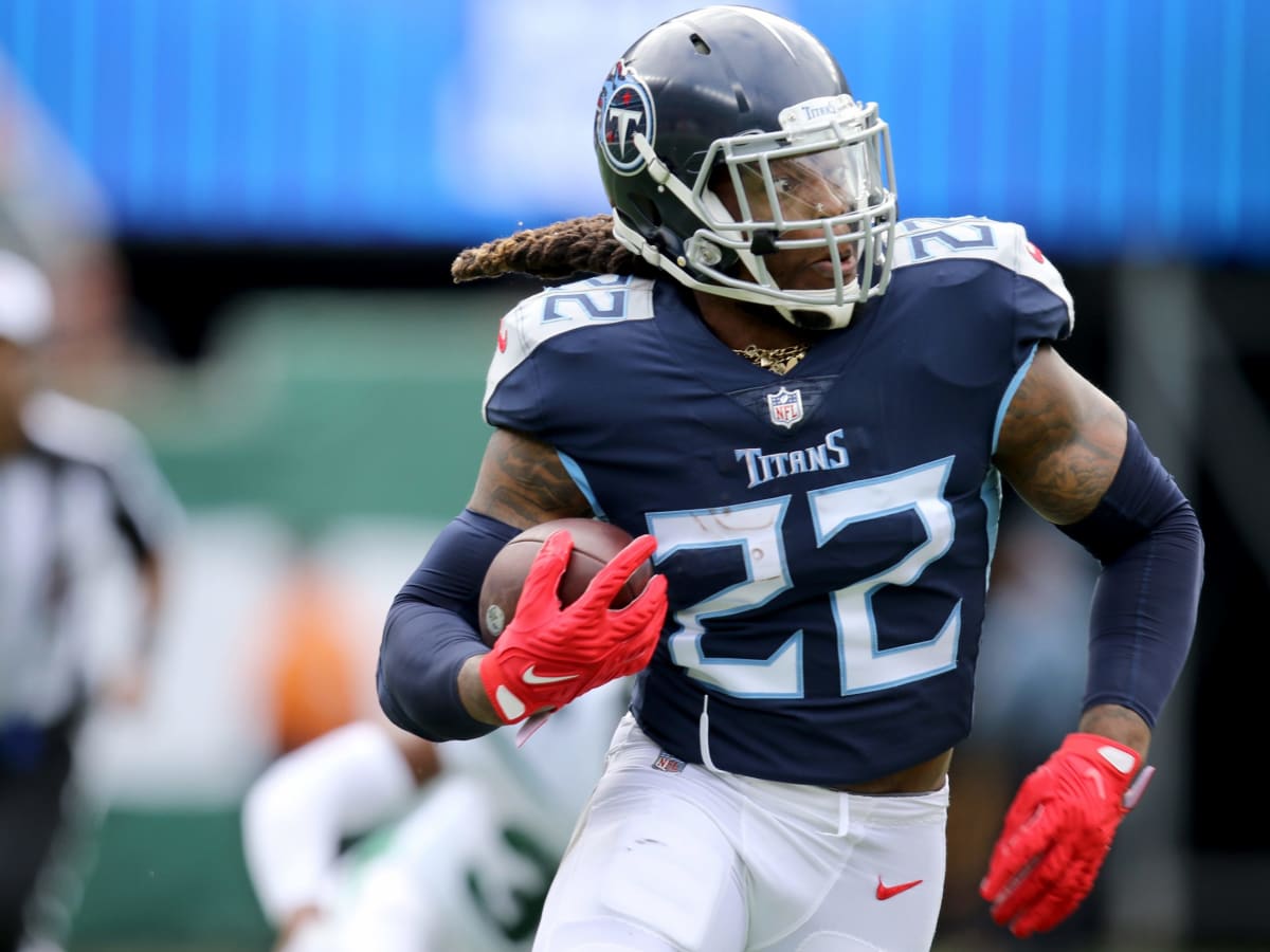 Tennessee Titans running back Derrick Henry (22) carries the ball against  the Las Vegas Raiders in the first half of an NFL football game Sunday,  Sept. 25, 2022, in Nashville, Tenn. (AP