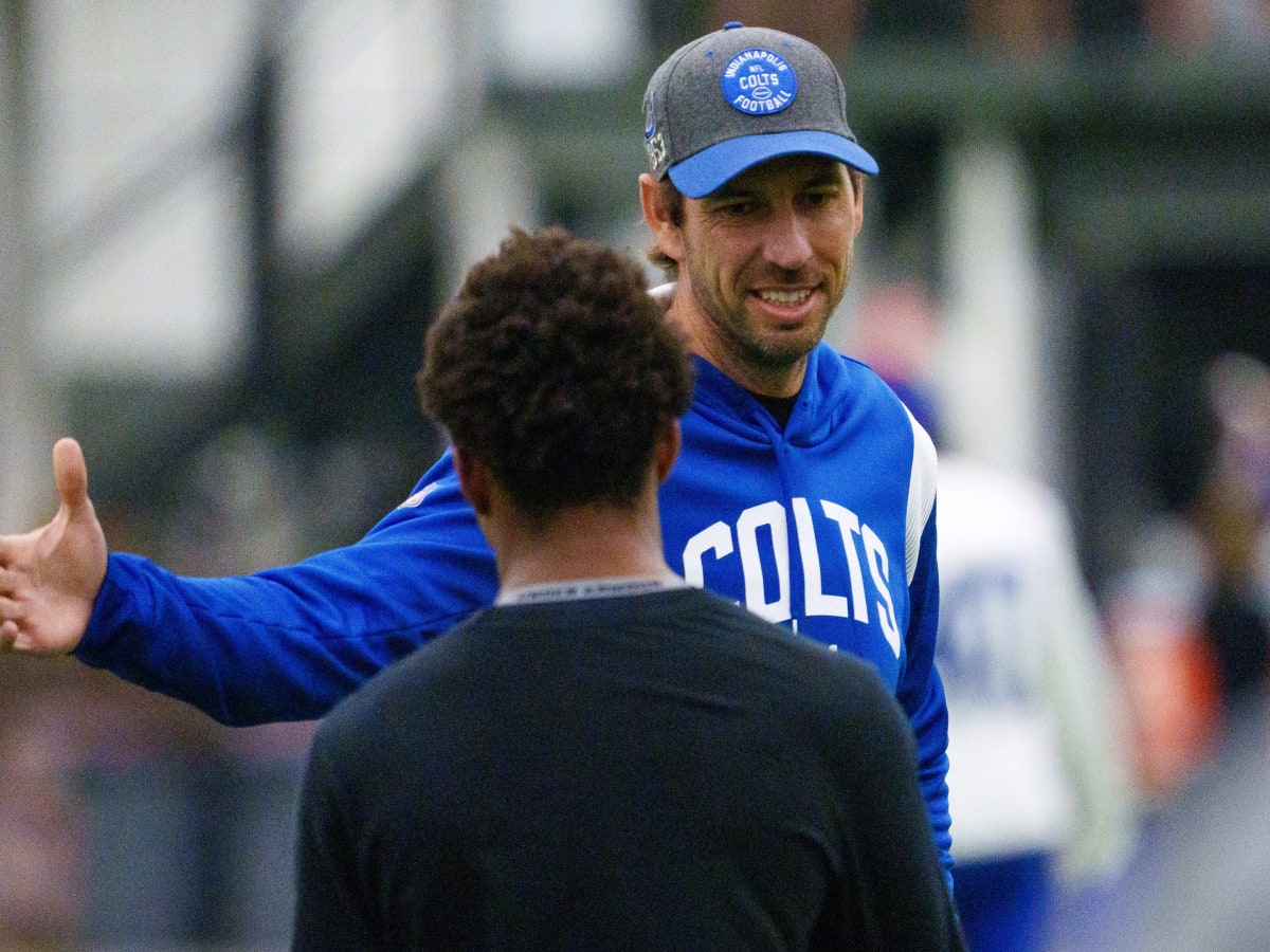 Indianapolis Colts safety Trevor Denbow runs a drill during football  practice at the NFL team's practice facility in Indianapolis, Friday, May  13, 2022. (AP Photo/Michael Conroy Stock Photo - Alamy