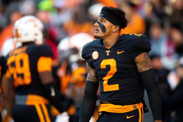 Former Tennessee standout Alontae Taylor inadvertently throws