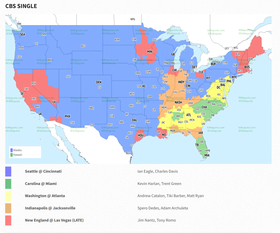 Television map for Panthers-Jets revealed