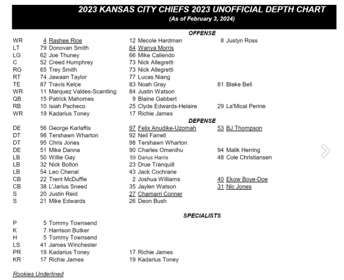 eagles super bowl depth chart