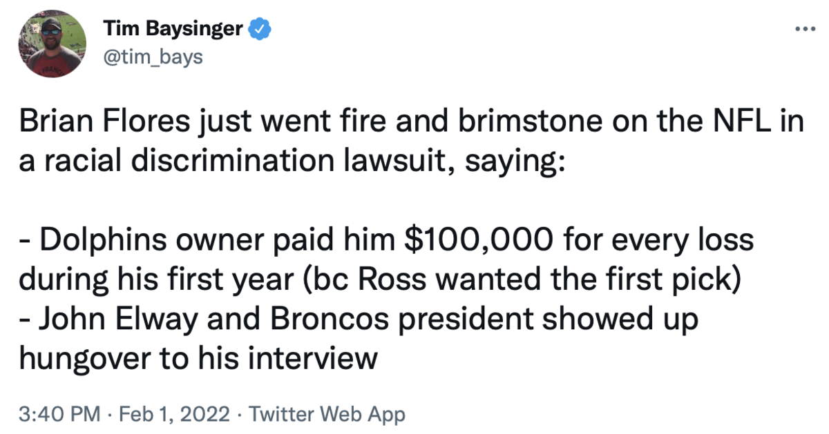 Brian Flores NFL lawsuit: Dolphins owner offered money to lose