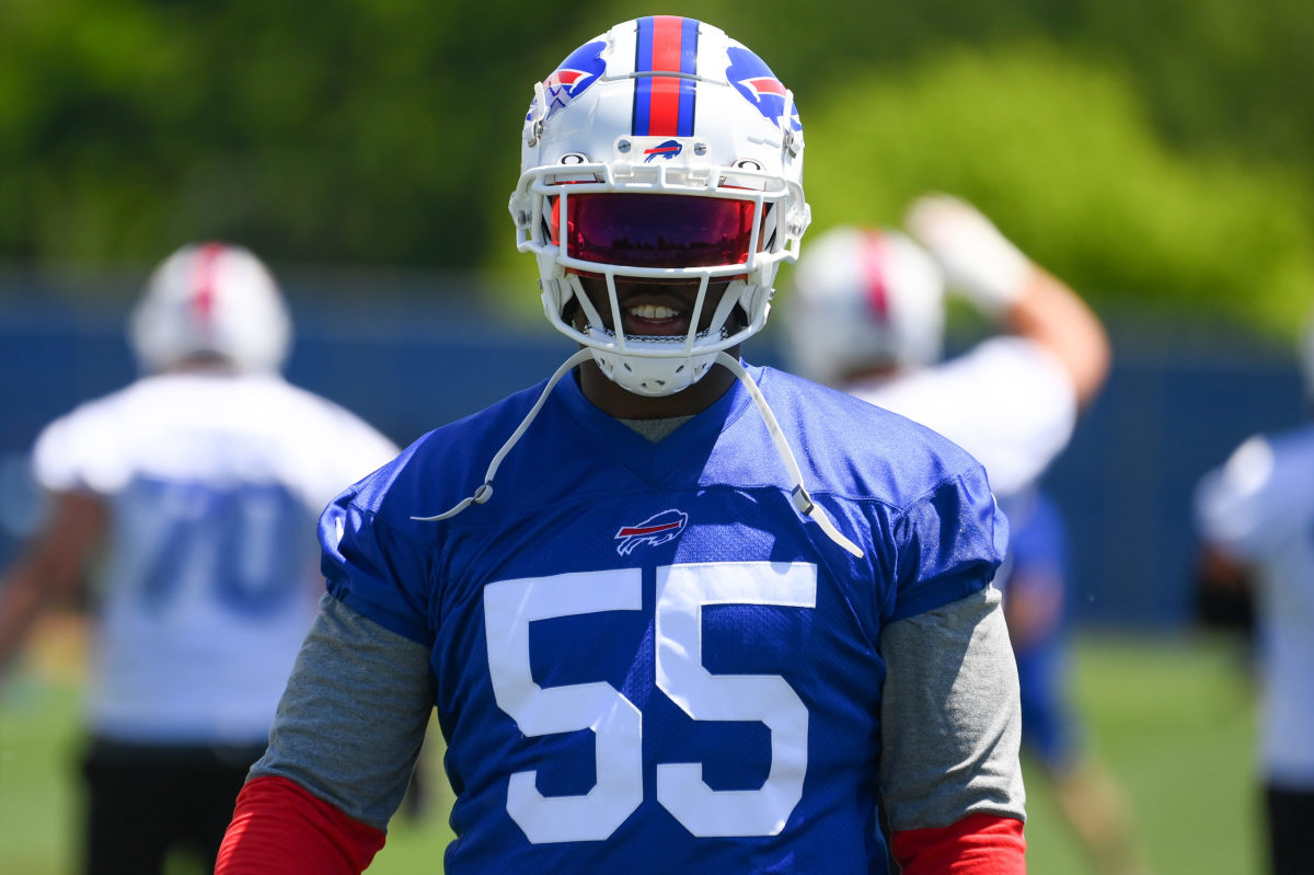 Buffalo Bills defensive end Boogie Basham (55) lines up during an