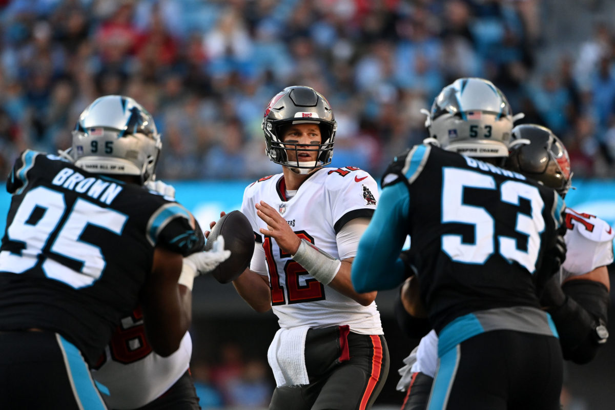 Carolina Panthers defensive tackle Derrick Brown (95) looks on