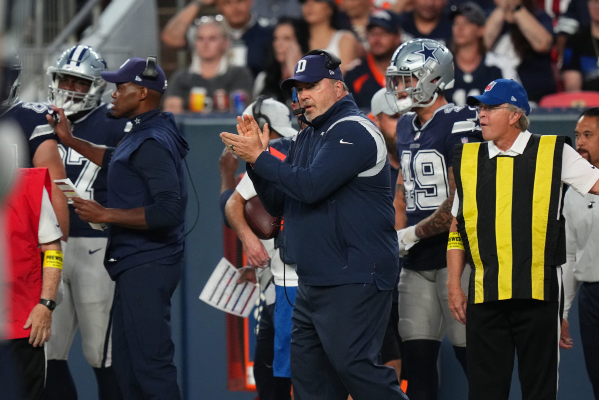 Dallas Cowboys offensive tackle Josh Ball (75) is seen during the first  half of an NFL football game against the Jacksonville Jaguars, Saturday,  Aug. 12, 2023, in Arlington, Texas. Jacksonville won 28-23. (