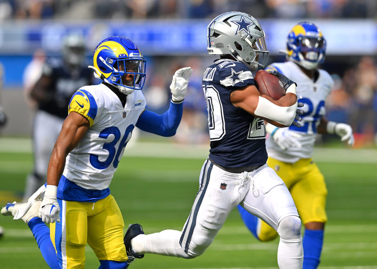 Los Angeles Rams cornerback Grant Haley (36) takes his stance