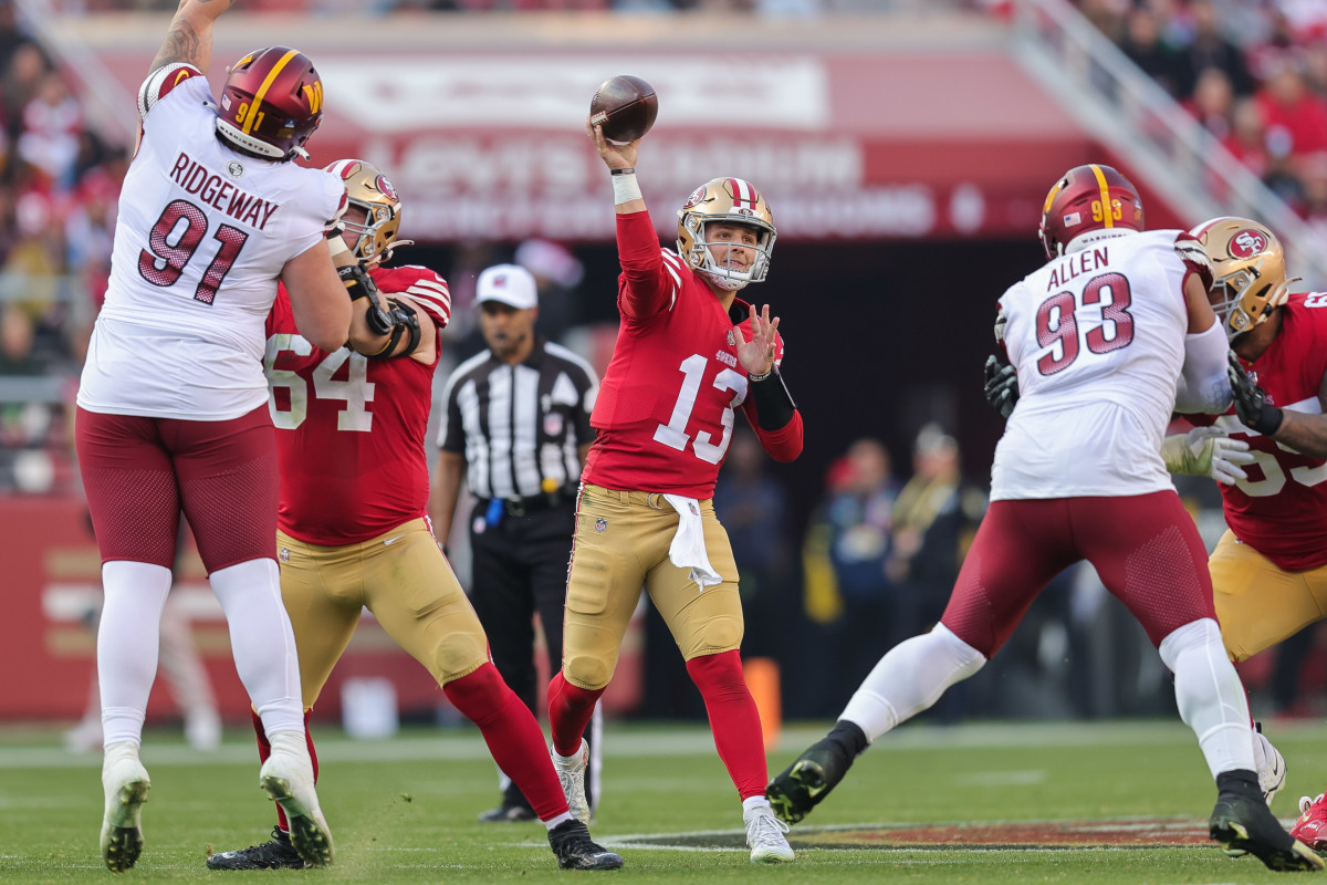 San Francisco 49ers Arik Armstead (91) rushes the pass against