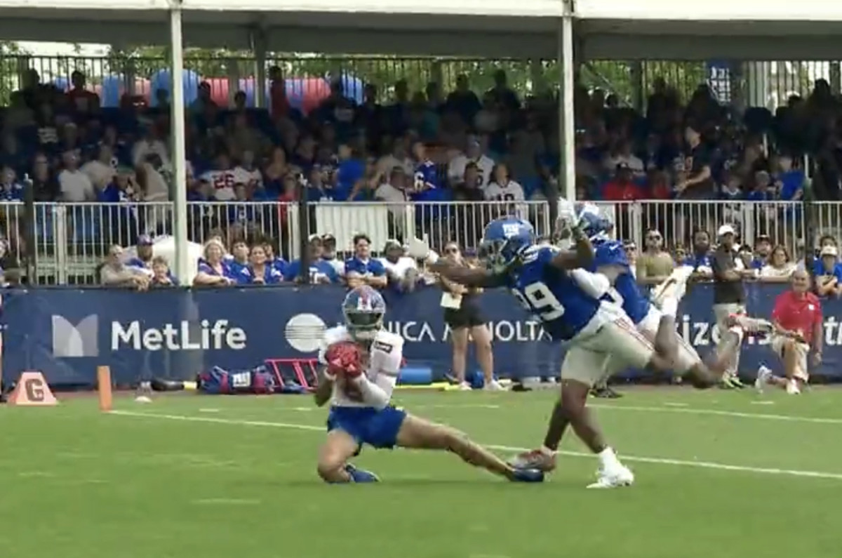 Jalin Hyatt of the New York Giants during training camp at the