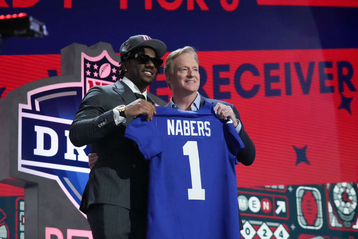 Giants rookie WR Malik Nabers receives his rookie jersey number before ...