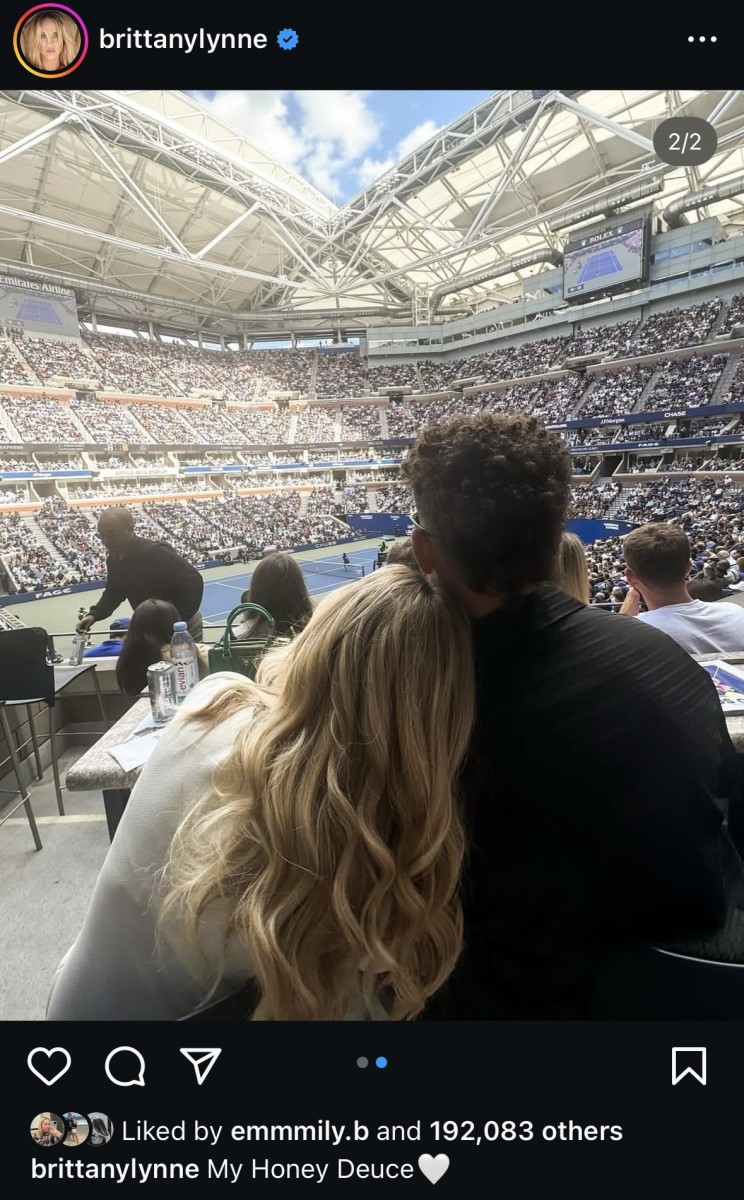 Brittany Mahomes and Patrick Mahomes at the US Open on Sunday