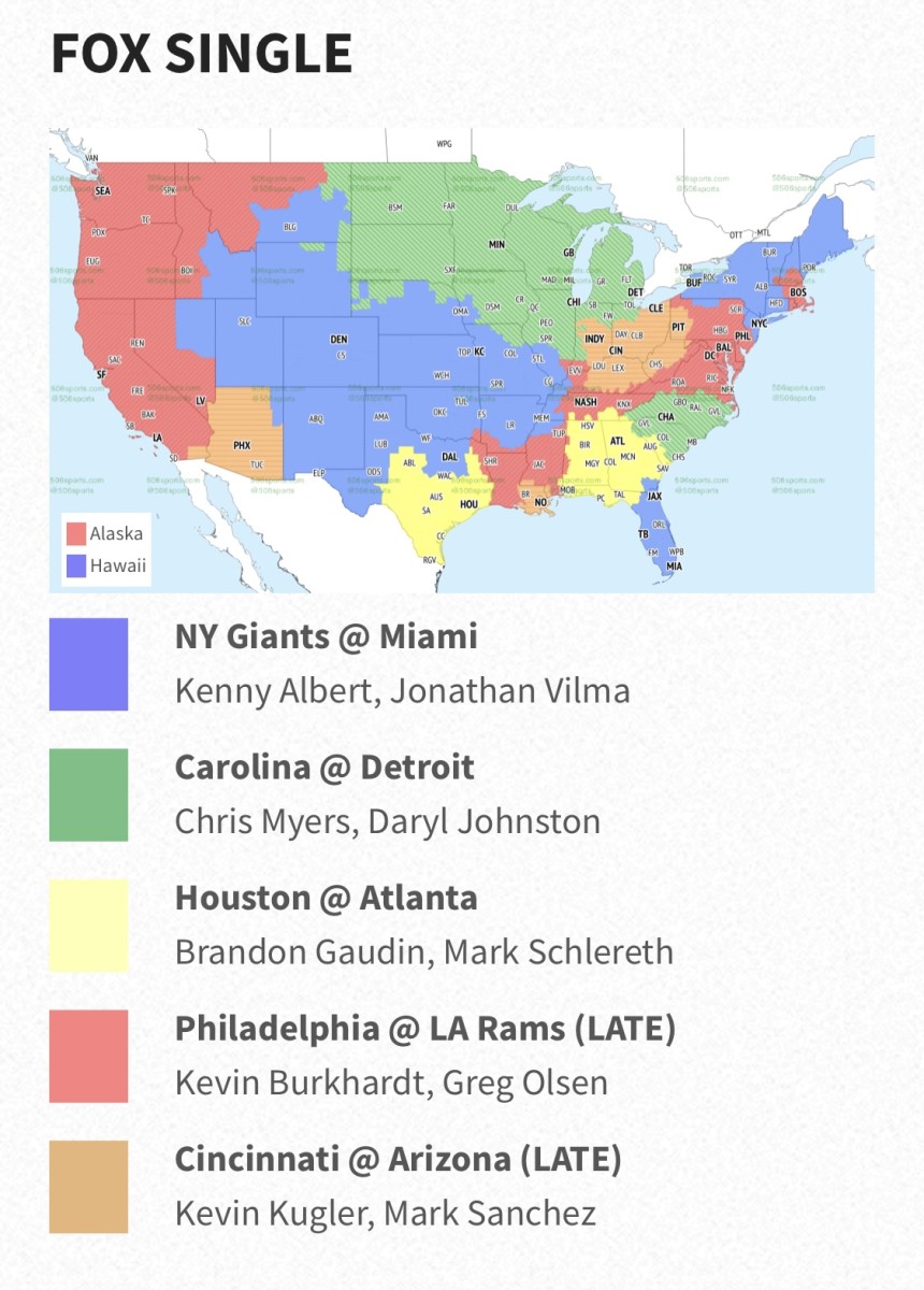 NFL Week 6 TV coverage maps