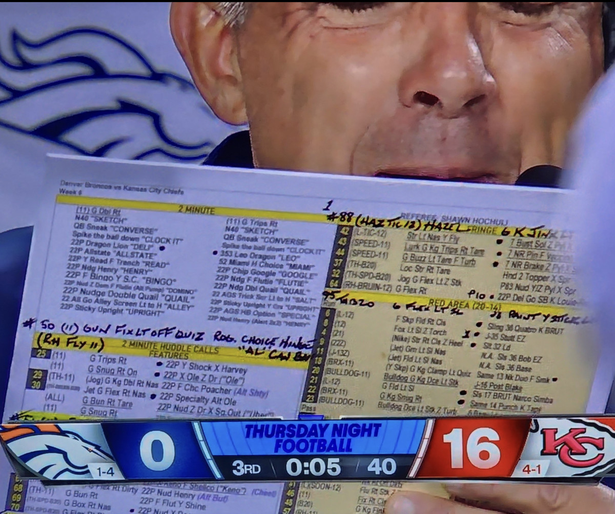 Cameras expose part of Sean Payton's playbook during Broncos' loss to