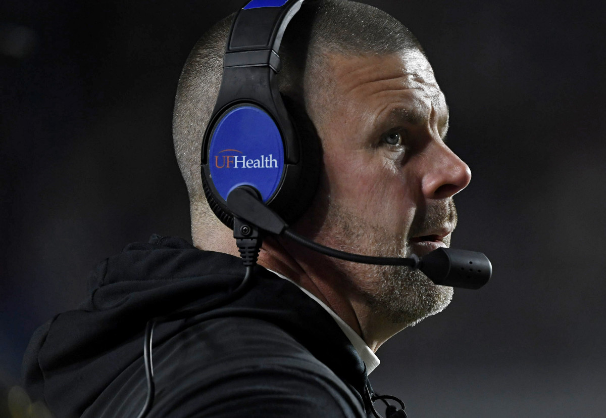 Nov 30, 2024; Tallahassee, Florida, USA; Florida Gators head coach Billy Napier during the first half against the Florida State Seminoles at Doak S. Campbell Stadium.