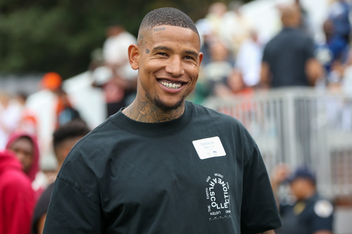 Former Georgia Tech Yellow Jackets tight end Darren Waller on the sideline against the Miami Hurricanes in the first quarter at Bobby Dodd Stadium at Hyundai Field. 