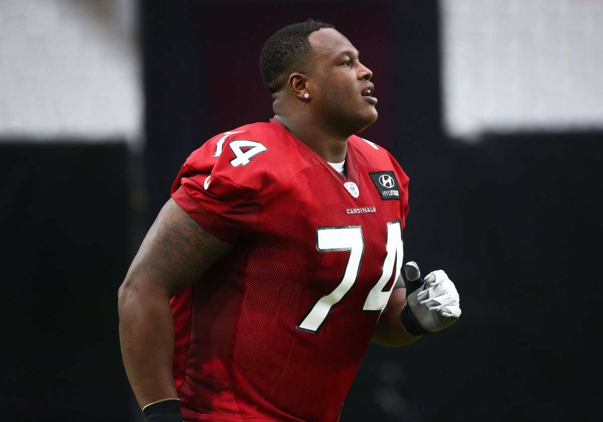 Arizona Cardinals offensive tackle D.J. Humphries (74) during training camp on July 25, 2019 in Glendale, Ariz. Cardinals Training Camp 2019  