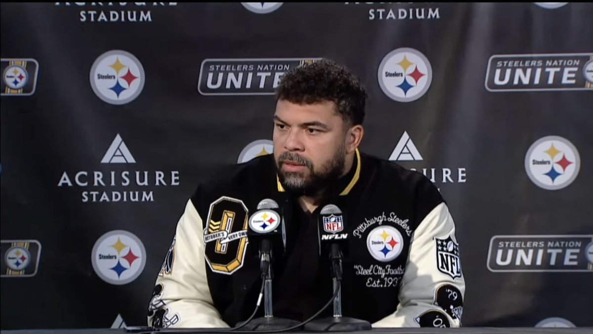 Pittsburgh Steelers DL Cam Heyward Addresses the media following a 27-14 win over the Cleveland Browns in Week 14 of the 2024 season. 12/8/24