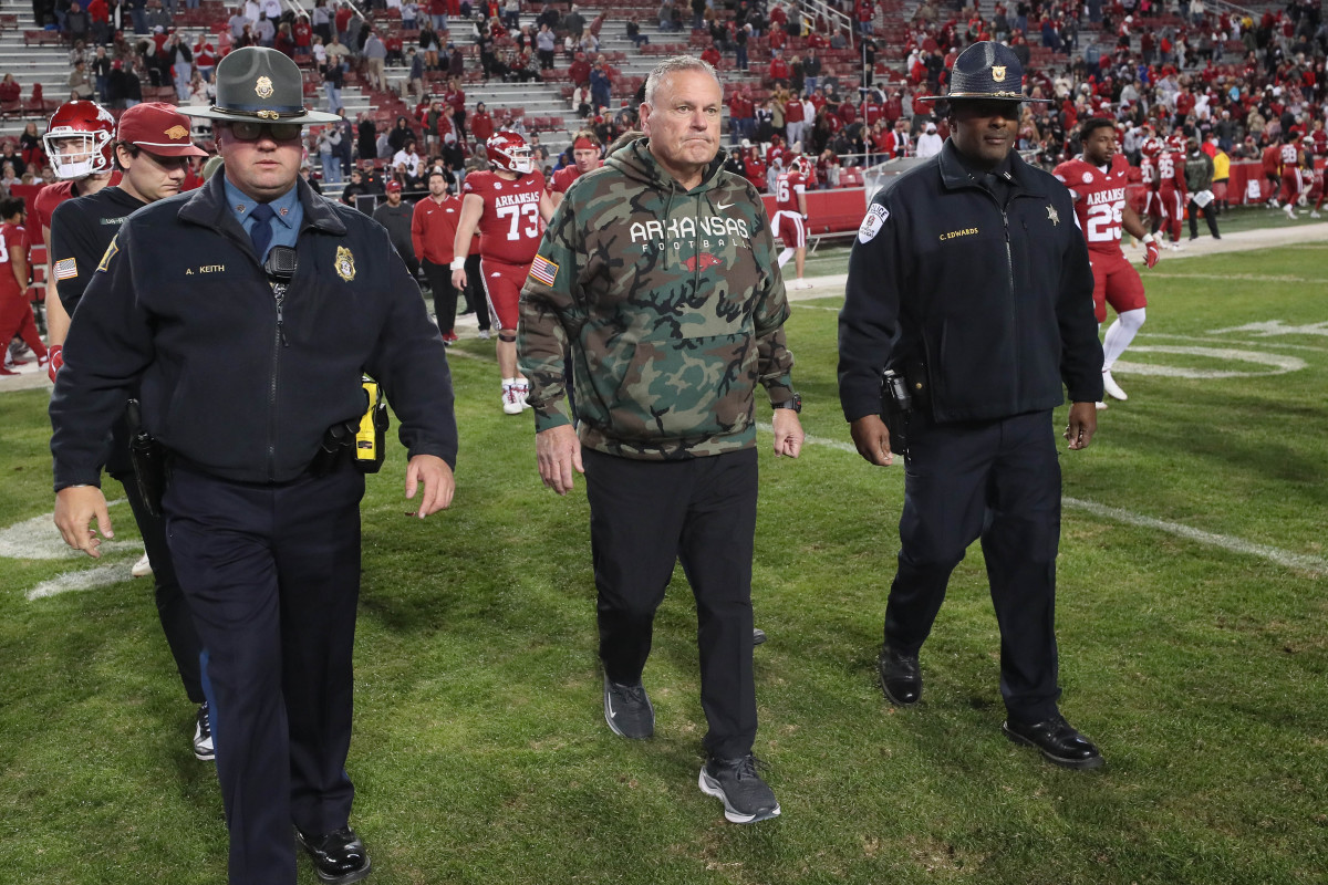 Arkansas Razorbacks head coach Sam Pittman continues to feed the fan ...