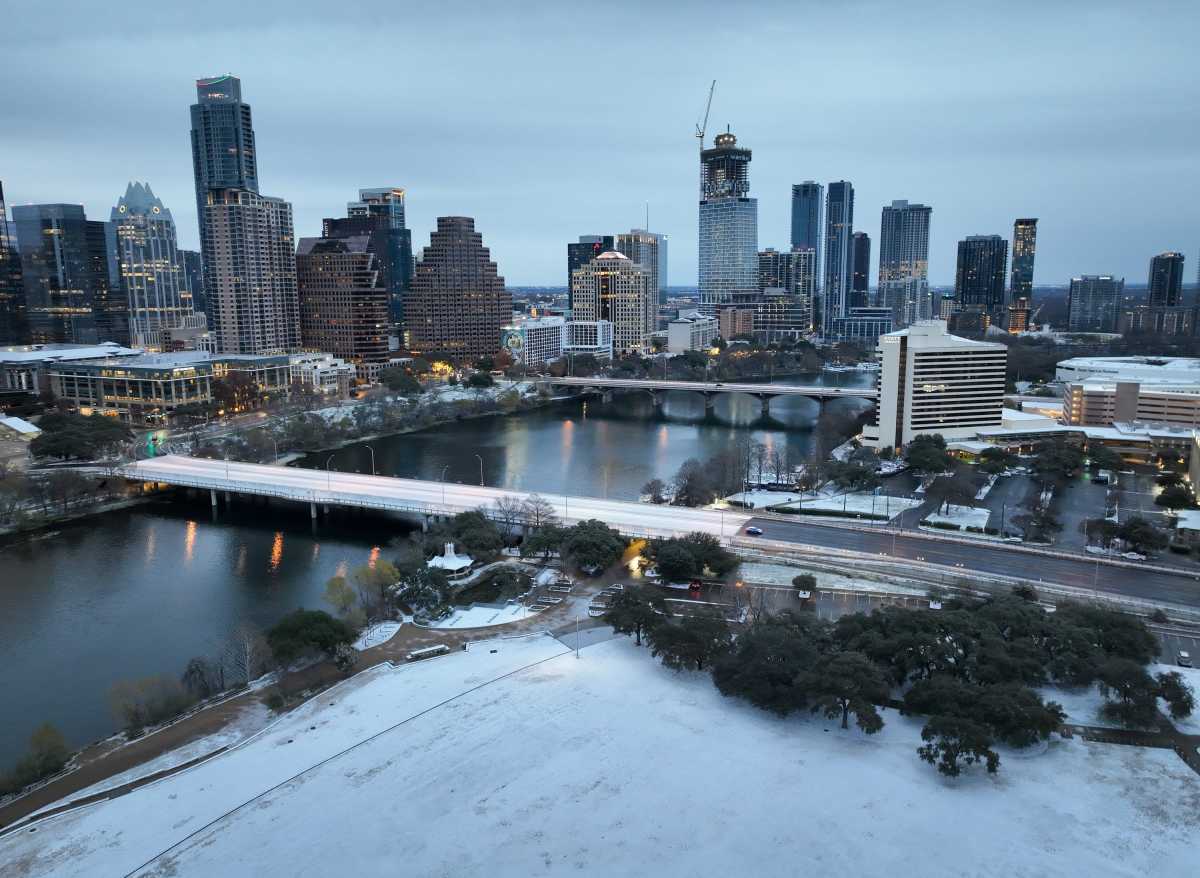 Snow day! See what RoyalMemorial Stadium looks like as Longhorns