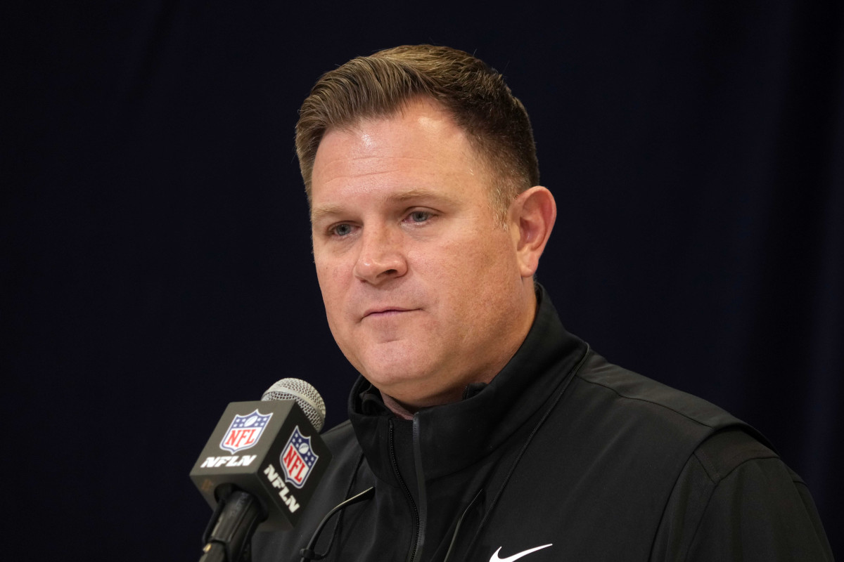 Green Bay Packers general manager Brian Gutekunst speaks during the NFL Scouting Combine at the Indiana Convention Center.