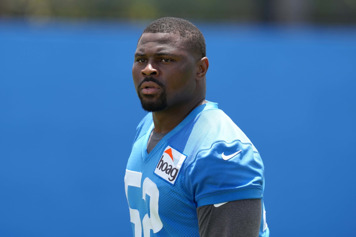 Jun 14, 2022; Costa Mesa, California, USA; Los Angeles Chargers linebacker Khalil Mack (52) during minicamp at the Hoag Performance Center.