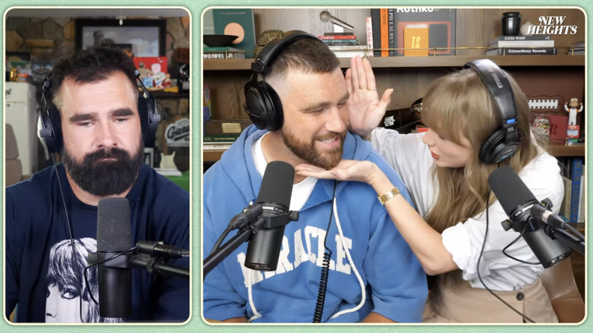 New Heights celebrates Travis Kelce’s historic touchdown with perfect Taylor Swift lyric, but puts their own spin on it