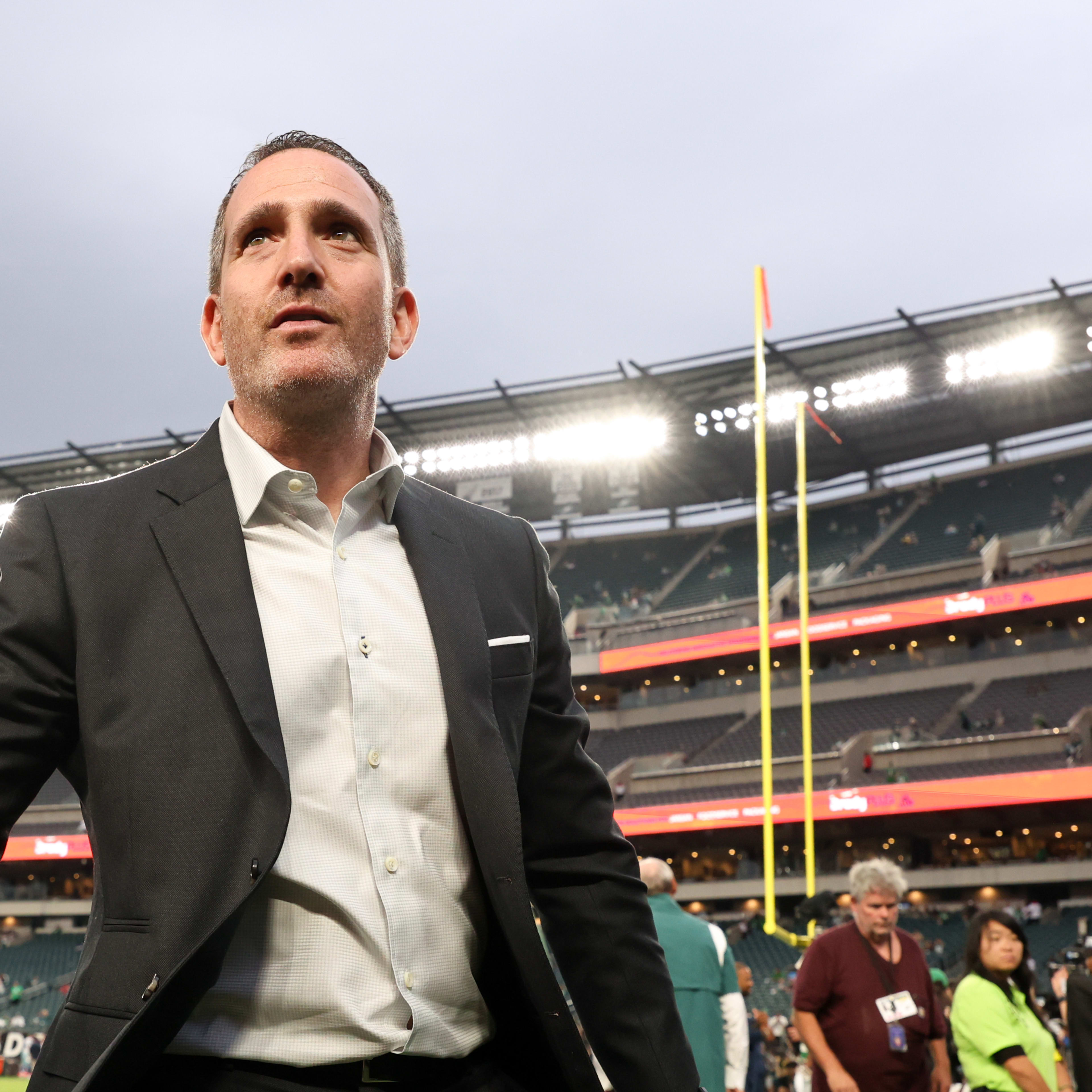 Philadelphia Eagles general manager Howie Roseman looks on before the game between the Philadelphia Eagles and the Dallas Cowboys at Lincoln Financial Field.
