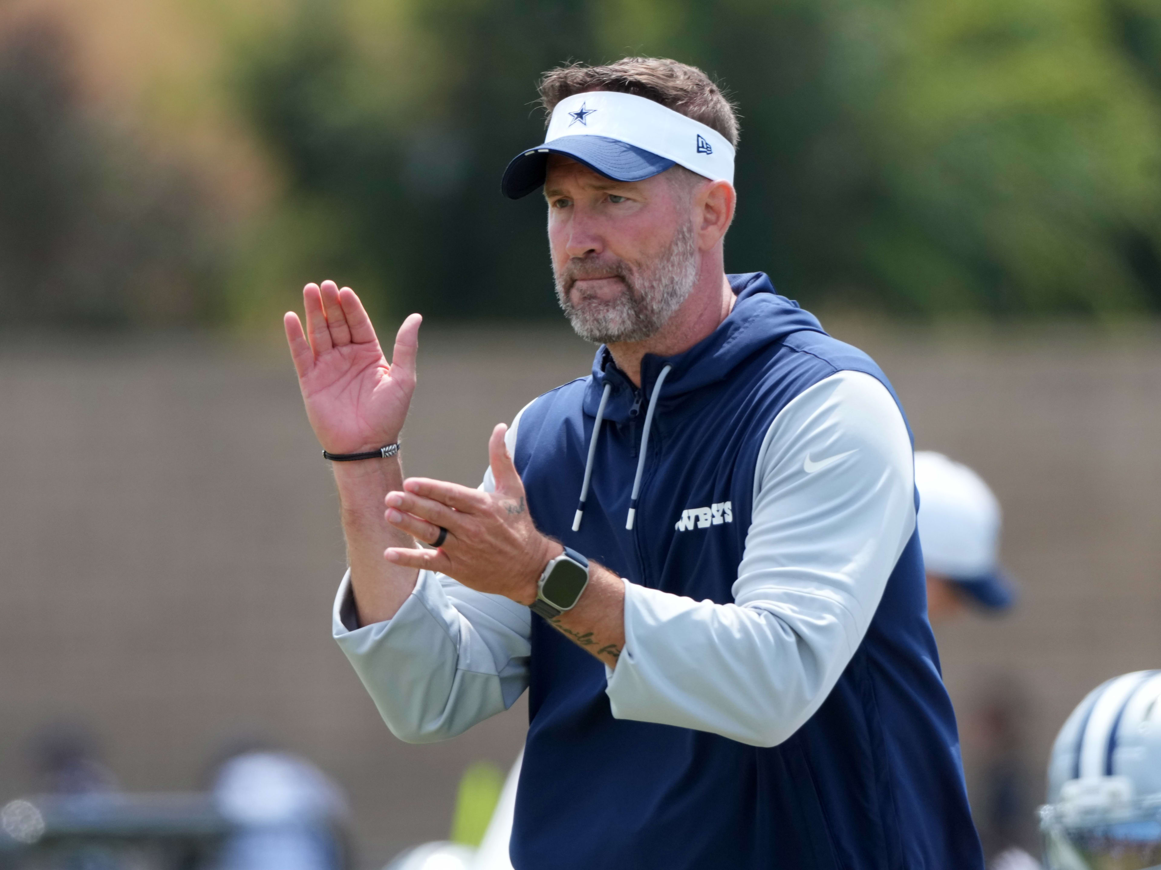 Dallas Cowboys coach Brian Schottenheimer at training camp at the River Ridge Fields.