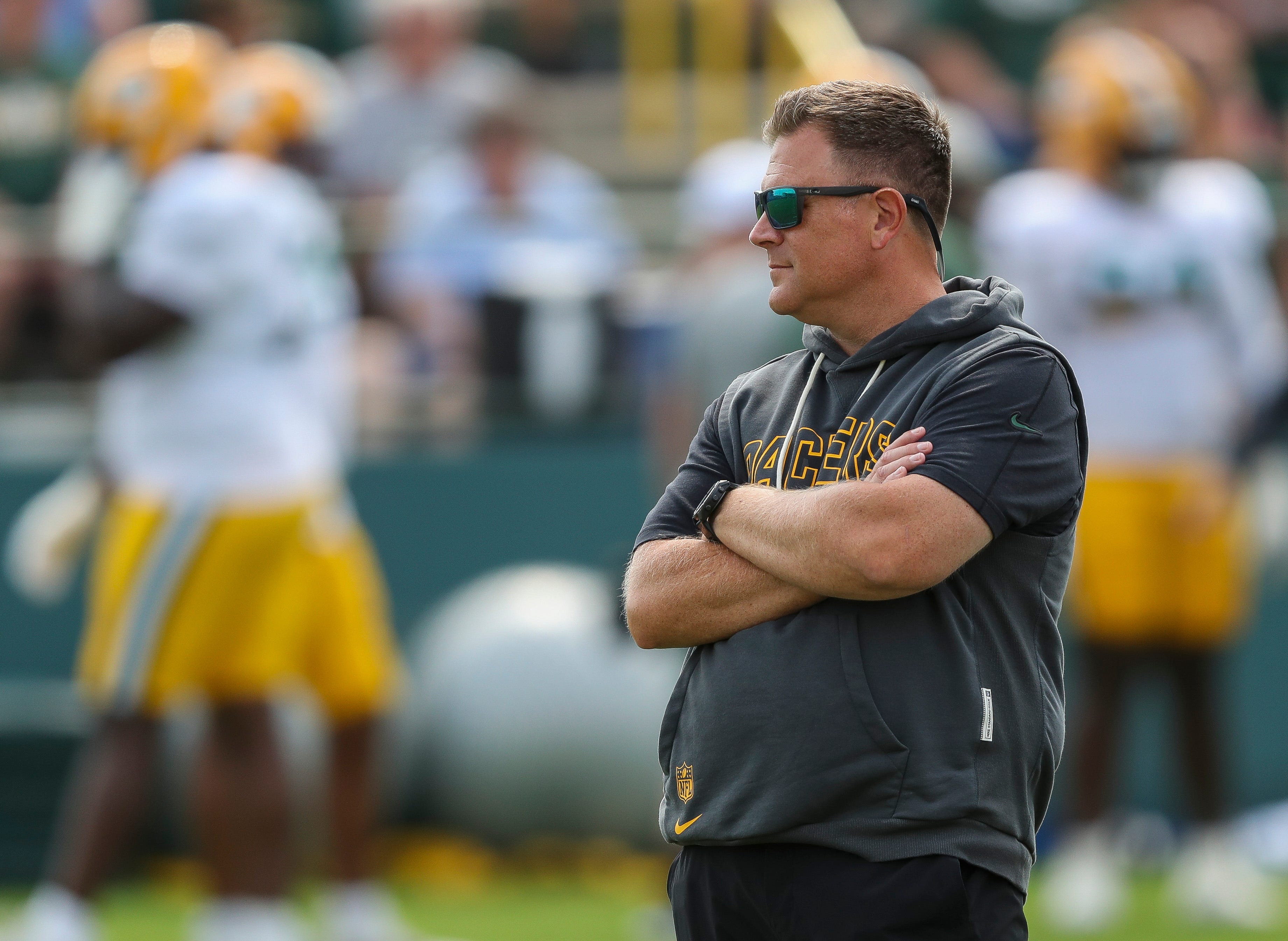 Green Bay Packers general manager Brian Gutekunst surveys practice on Tuesday, August 12, 2025, at Ray Nitschke Field in Ashwaubenon, Wis.
Tork Mason/USA TODAY NETWORK-Wisconsin