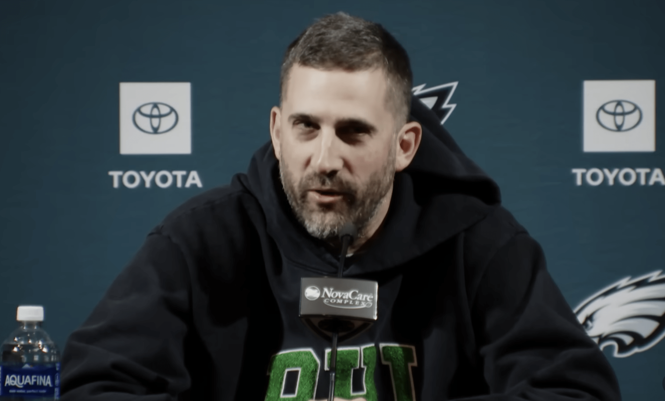 Eagles head coach Nick Sirianni speaks to media after trade deadline.