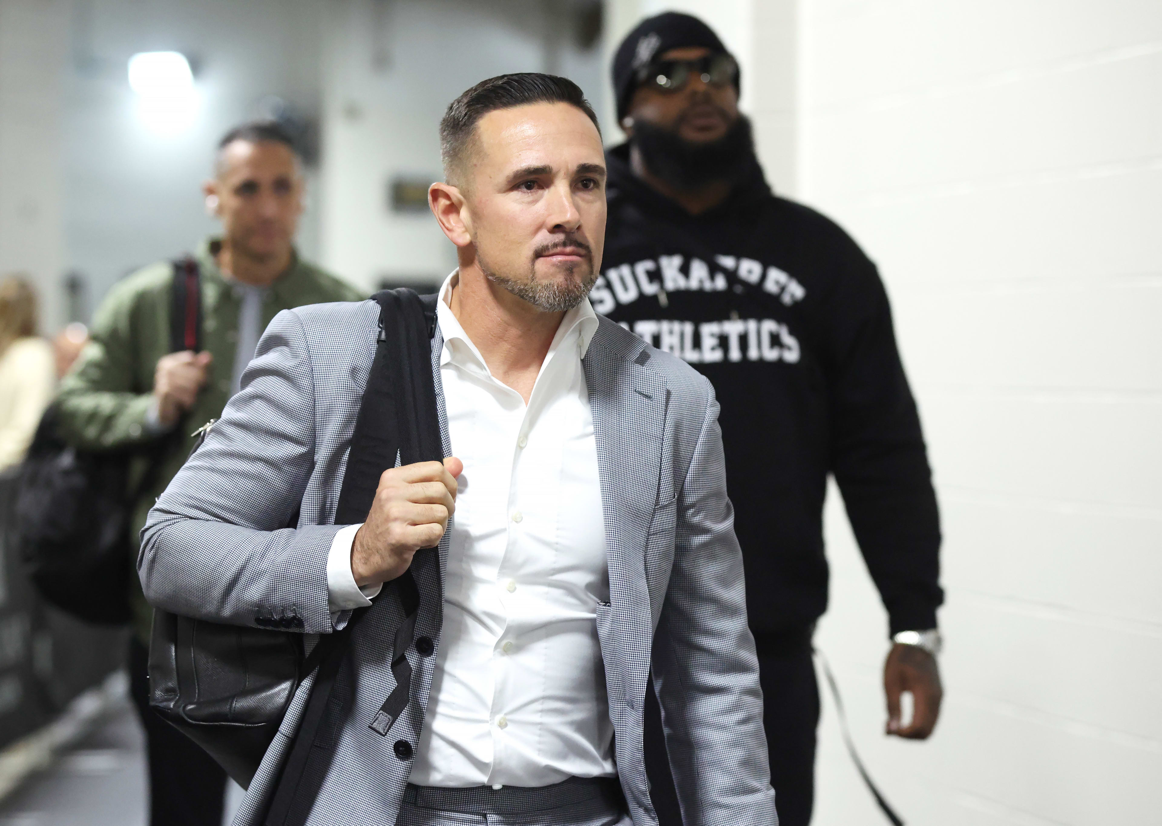 Oct 26, 2025; Pittsburgh, Pennsylvania, USA; Green Bay Packers head coach Matt Lafleur arrives at the stadium to play the Pittsburgh Steelers at Acrisure Stadium.
