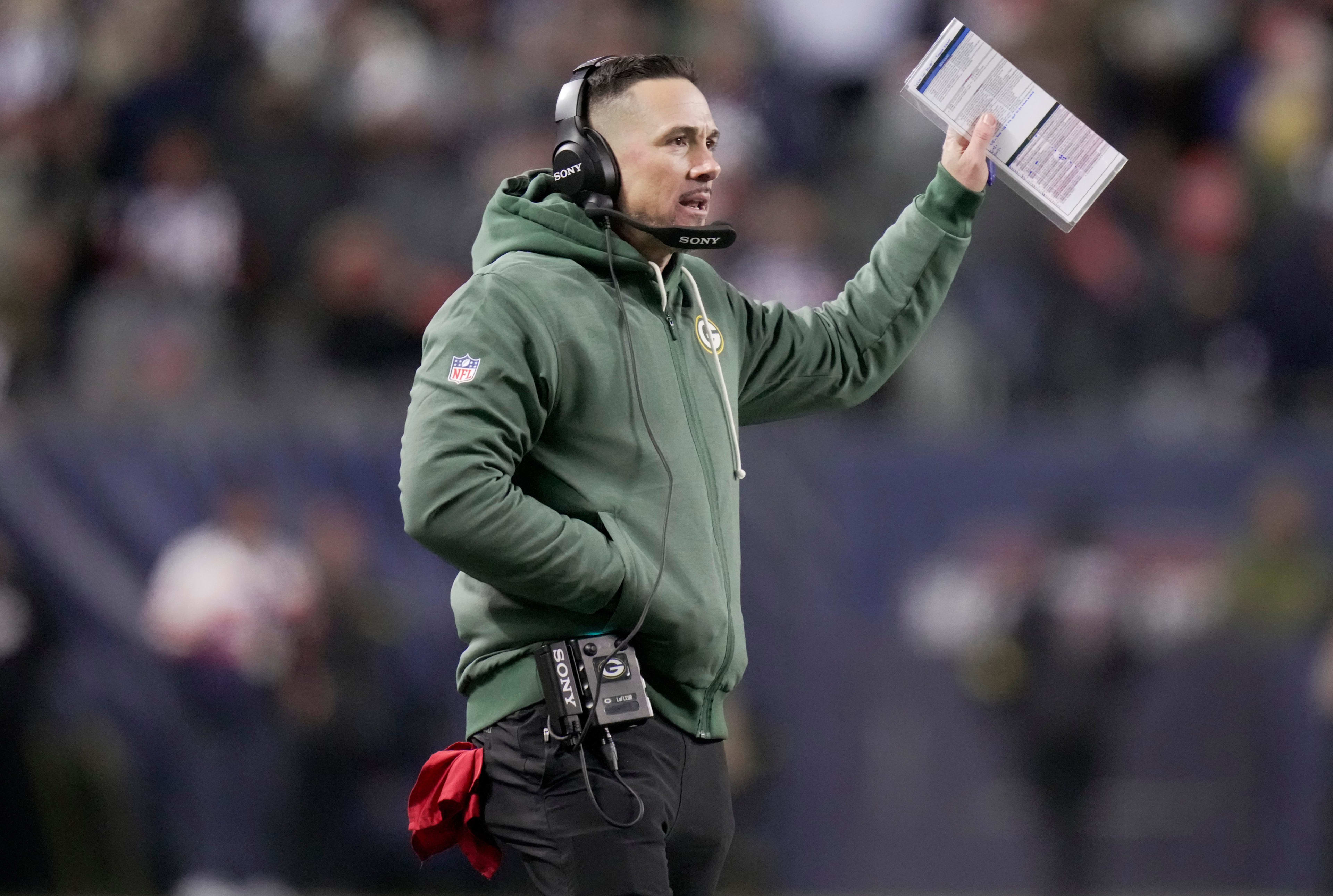 Green Bay Packers head coach Matt Lafleur is shown during the third quarter of their game Saturday, December 20, 2025 at Soldier Field in Chicago, Illinois. The Chicago Bears beat the Green Bay Packers 22-16 in overtime.